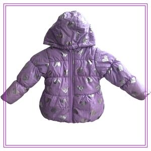 Just One You‎ Carter's Girls Lavender Heart Puffer Jacket Size 2T Hooded Coat